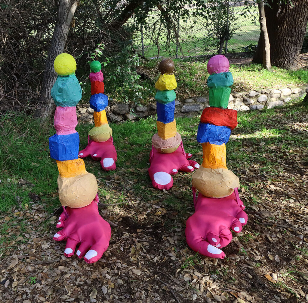 four colorful legs sculpture